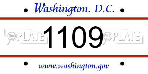 1109 District Of Columbia License Plate