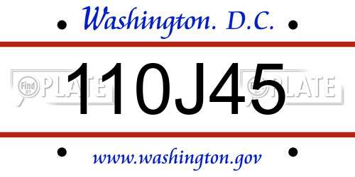 110J45 District Of Columbia License Plate