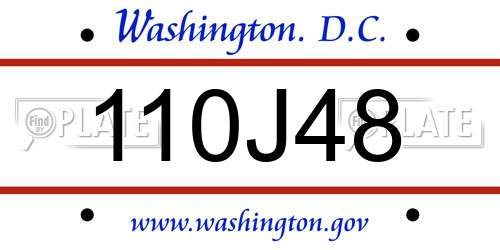 110J48 District Of Columbia License Plate