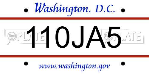 110JA5 District Of Columbia License Plate