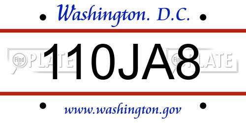 110JA8 District Of Columbia License Plate