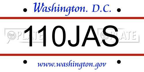 110JAS District Of Columbia License Plate