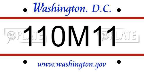 110M11 District Of Columbia License Plate