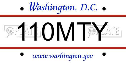 110MTY District Of Columbia License Plate