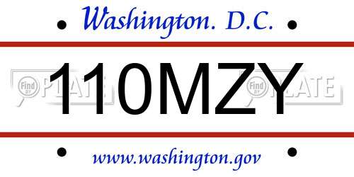 110MZY District Of Columbia License Plate