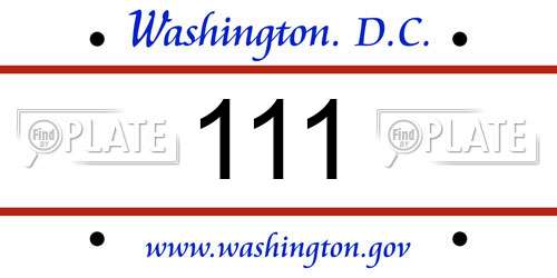 111 District Of Columbia License Plate