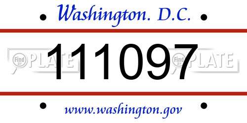 111097 District Of Columbia License Plate