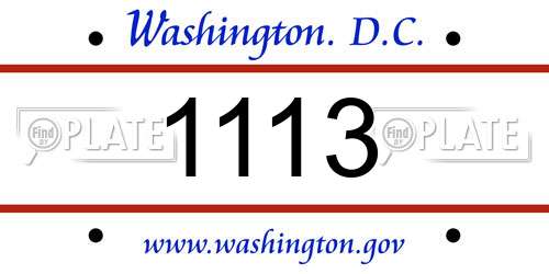 1113 District Of Columbia License Plate