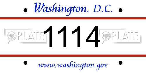 1114 District Of Columbia License Plate