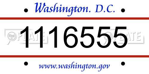 1116555 District Of Columbia License Plate