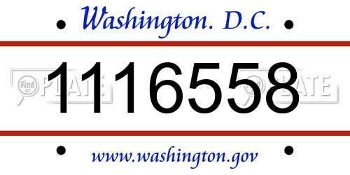 1116558 District Of Columbia License Plate