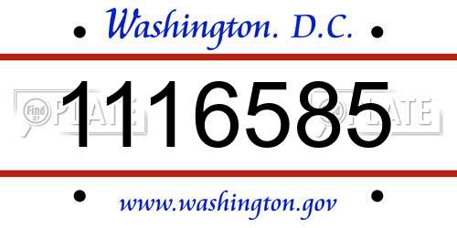 1116585 District Of Columbia License Plate
