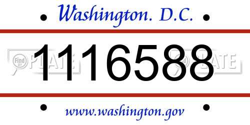 1116588 District Of Columbia License Plate