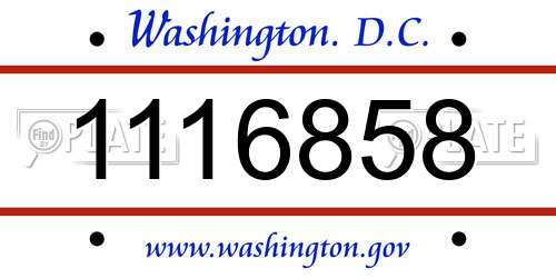 1116858 District Of Columbia License Plate