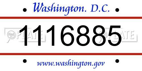1116885 District Of Columbia License Plate