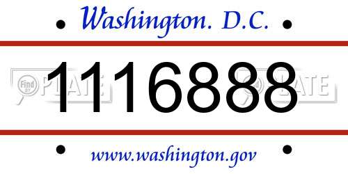 1116888 District Of Columbia License Plate