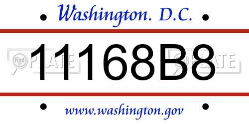 11168B8 District Of Columbia License Plate