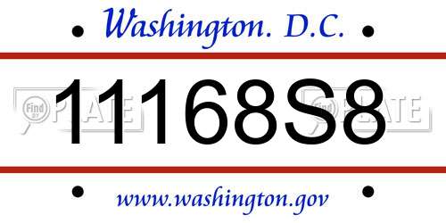 11168S8 District Of Columbia License Plate