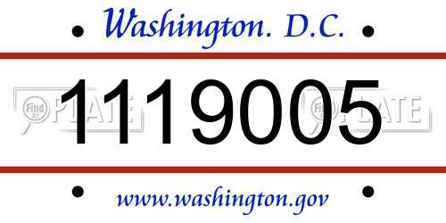 1119005 District Of Columbia License Plate