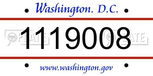 1119008 District Of Columbia License Plate