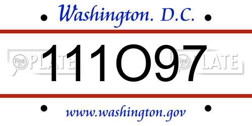 111O97 District Of Columbia License Plate