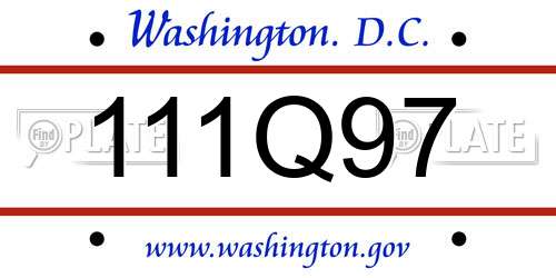 111Q97 District Of Columbia License Plate