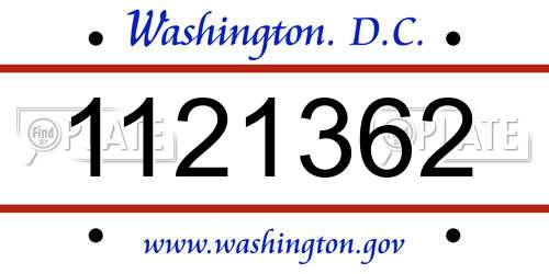 1121362 District Of Columbia License Plate