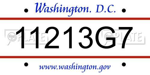 11213G7 District Of Columbia License Plate