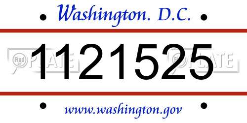 1121525 District Of Columbia License Plate