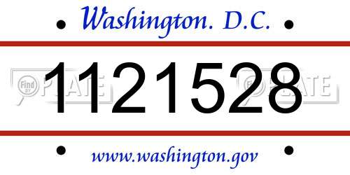 1121528 District Of Columbia License Plate