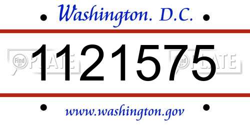 1121575 District Of Columbia License Plate