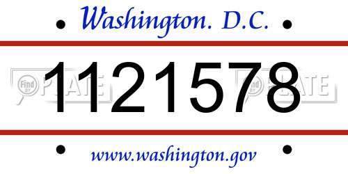 1121578 District Of Columbia License Plate