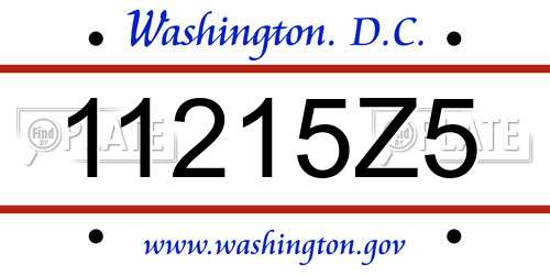 11215Z5 District Of Columbia License Plate