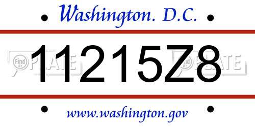 11215Z8 District Of Columbia License Plate