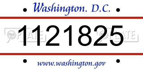 1121825 District Of Columbia License Plate