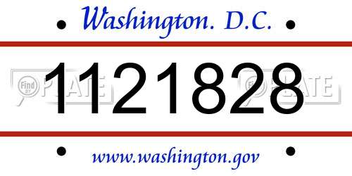 1121828 District Of Columbia License Plate