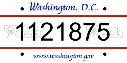 1121875 District Of Columbia License Plate
