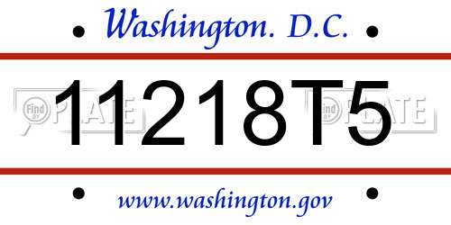 11218T5 District Of Columbia License Plate
