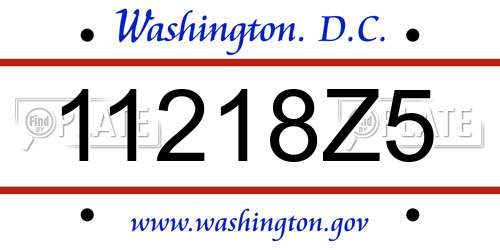 11218Z5 District Of Columbia License Plate