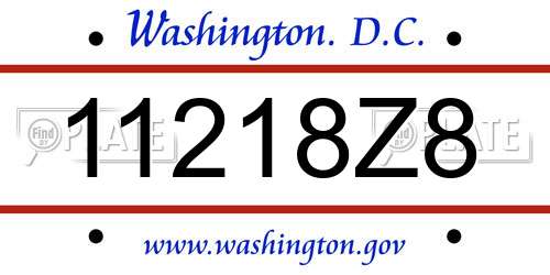 11218Z8 District Of Columbia License Plate