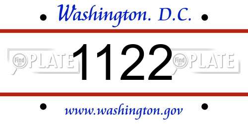 1122 District Of Columbia License Plate