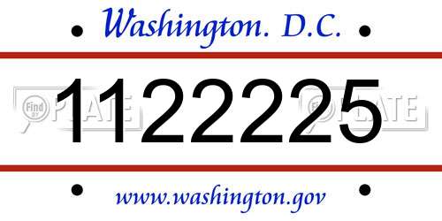 1122225 District Of Columbia License Plate