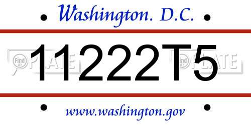 11222T5 District Of Columbia License Plate