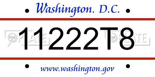 11222T8 District Of Columbia License Plate