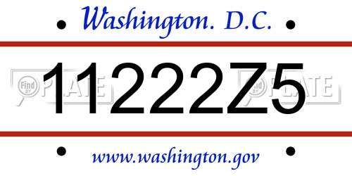 11222Z5 District Of Columbia License Plate