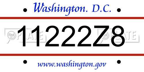 11222Z8 District Of Columbia License Plate