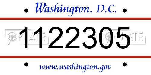 1122305 District Of Columbia License Plate