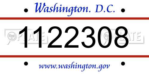 1122308 District Of Columbia License Plate