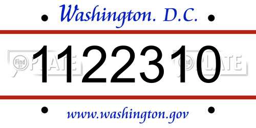 1122310 District Of Columbia License Plate