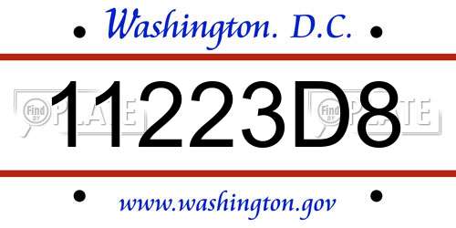 11223D8 District Of Columbia License Plate